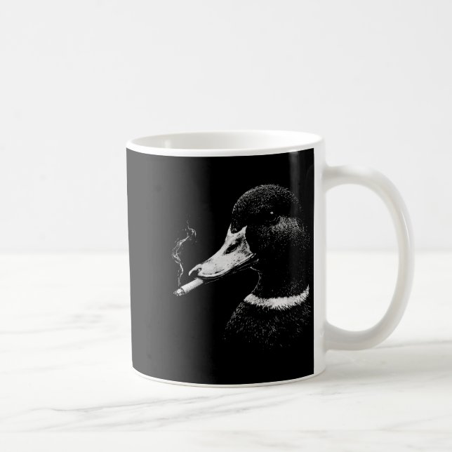 Caneca De Café Pato mallard caçando pato fumando engraçado (Direita)