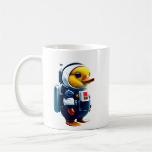Caneca De Café pato pequeno com traje astronauta