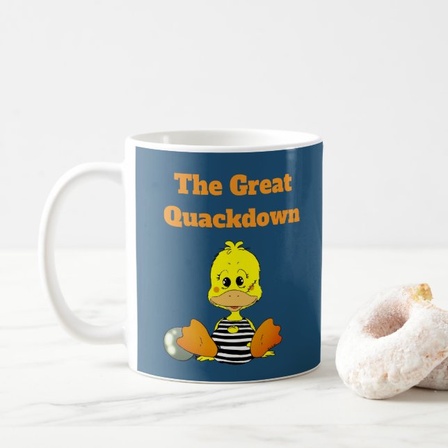 Caneca De Café Pato Prisioneiro Engraçado O Grande Quackdown (Com Donut)
