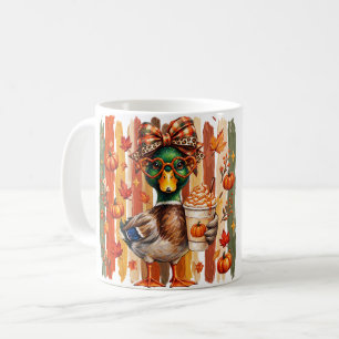 Caneca De Café Pato-real Outono Sophisticado Coquete Outono Abóbo