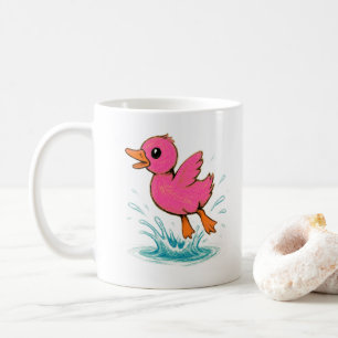 Caneca De Café Pato Rosa Fofo Nome Personalizado