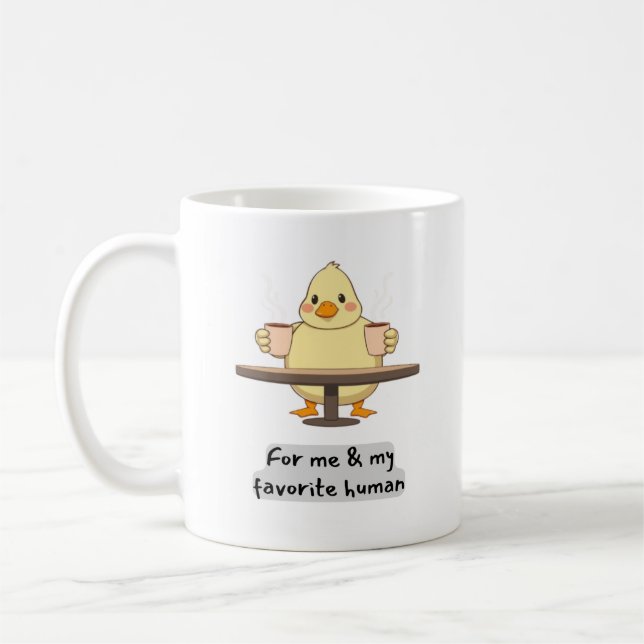 Caneca De Café Pato segurando duas taças de café (Esquerda)
