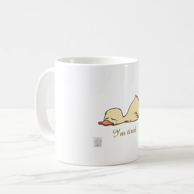 Caneca De Café Pato Sonolento "Estou Cansado" (Frente Esquerda)