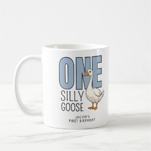 Caneca De Café Pato Tolo Azul Moderno Personalizado Primeiro Aniv