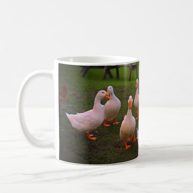 Caneca De Café Patos no Parque Engraçado Somos todos Quackers (Esquerda)
