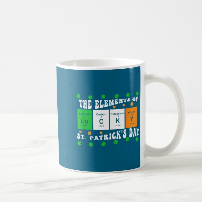 Caneca De Café Patricks Day Funny Elements Of Lucky Periodic Tabl (Direita)