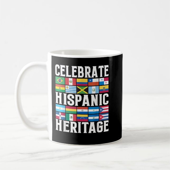 Caneca De Café Patrimônio hispânico Mês latino Bandeira todos os  (Esquerda)