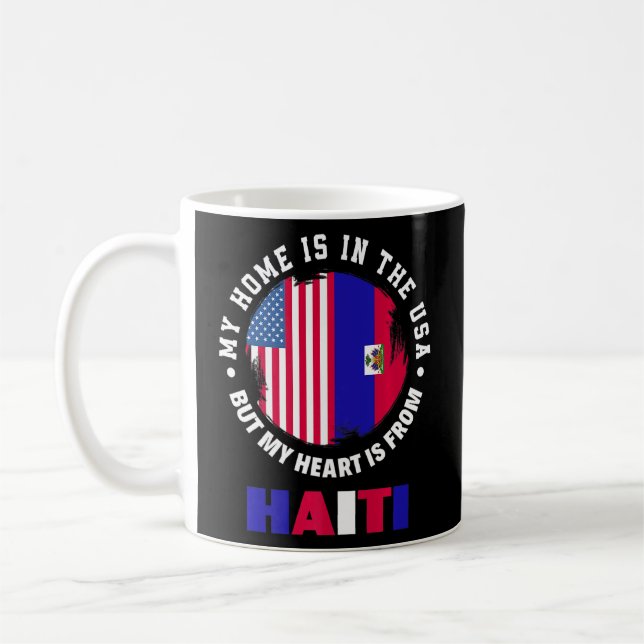 Caneca De Café Patriota Haitiano Americano Patriot Heart Haiti Fl (Esquerda)