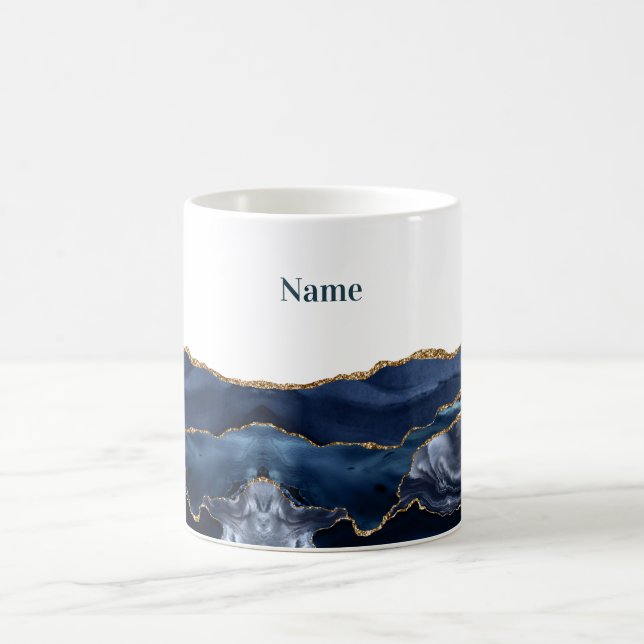 Caneca De Café Patriotic Blue Gold Agate (Centro)