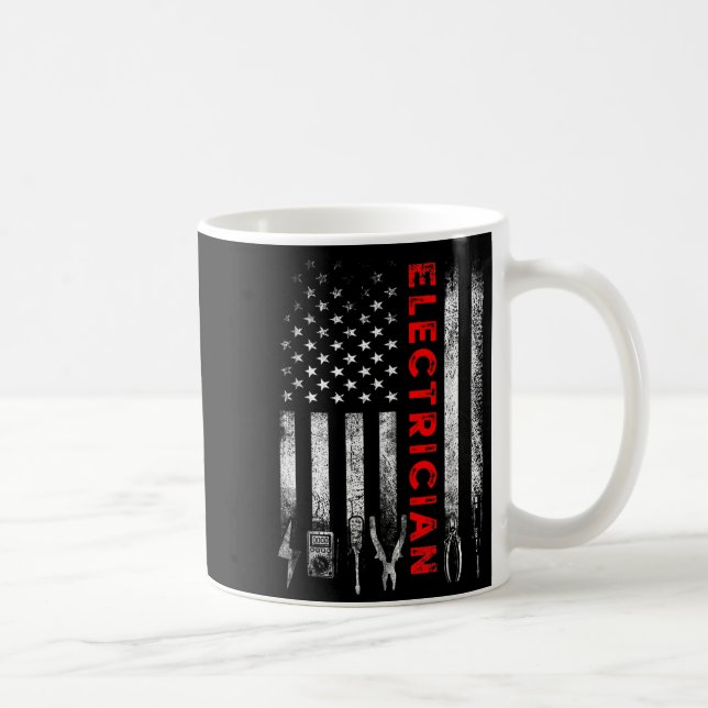 Caneca De Café Patriotic Electrician American Flag Fathers Day  (Direita)