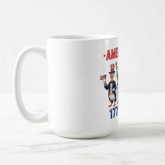 Caneca de café patriótica engraçada com gansos bob (Esquerda)