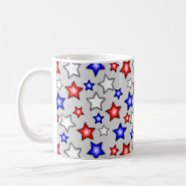 Caneca de Café Patriótica Estrelas - Cinza Claro
