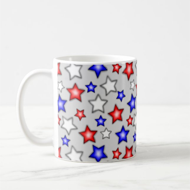 Caneca de Café Patriótica Estrelas - Cinza Claro (Esquerda)