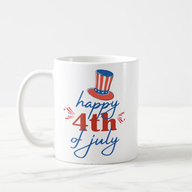 Caneca de Café Patriótica Feliz 4 de Julho  (Esquerda)