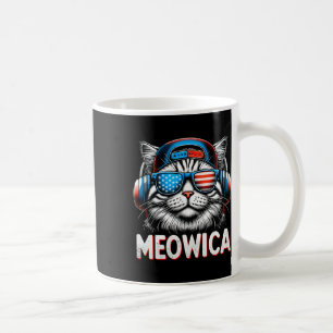 Caneca De Café Patriótica Meowica 4 De Julho Cat American Flag Us
