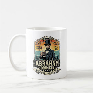 Caneca De Café Patriótico Abraham Bebendo Retro Desgastado
