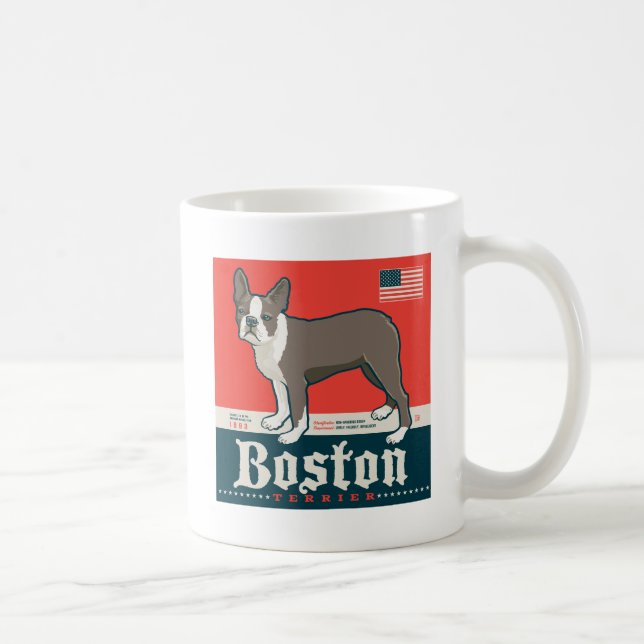 Caneca De Café Patriótico | Boston Terrier (Direita)