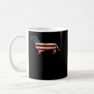 Caneca De Café Patriótico Dachshund 4 De Julho De Bandeira Americ