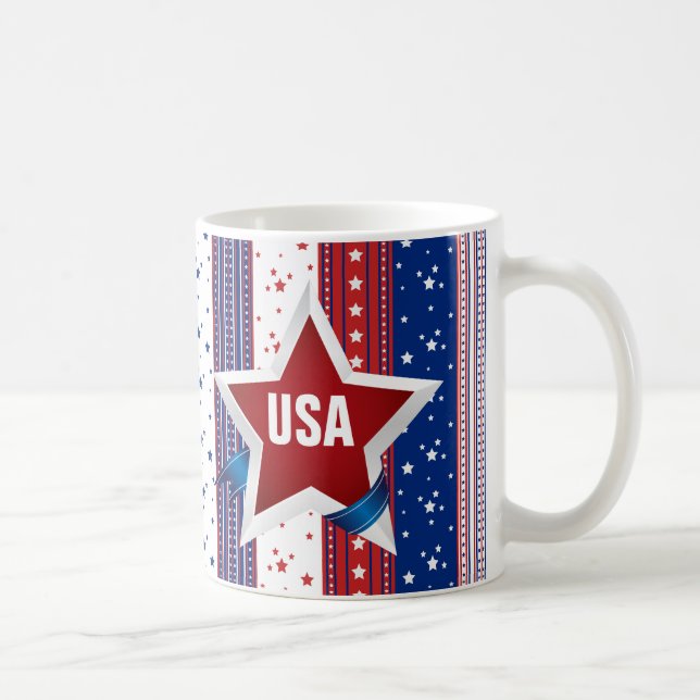 Caneca De Café Patriótico de Americana do Monograma dos EUA (Direita)