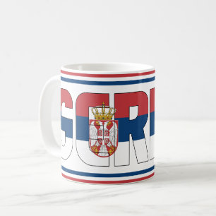 Caneca De Café Patriótico de Bandeira Nacional da Sérvia