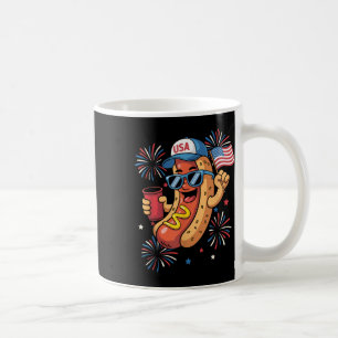 Caneca De Café Patriótico do Quarto de Julho do Hotdog Engraçado