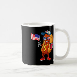 Caneca De Café Patriótico do Quarto de Julho do Hotdog Engraçado