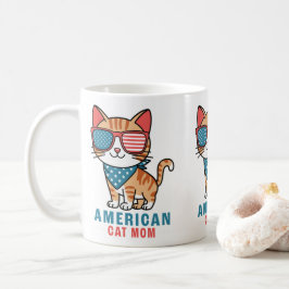 Caneca De Café Patriótico EUA Bandeira 4 de julho de Cat Mãe Amer