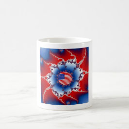 Caneca De Café Patriótico Vermelho Branco e Bandeira Azul America
