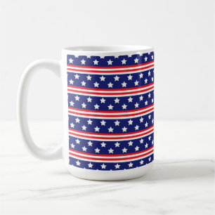 CANECA DE CAFÉ PATRIÓTICO VERMELHO BRANCO VERMELHO ESTRELAS E STR
