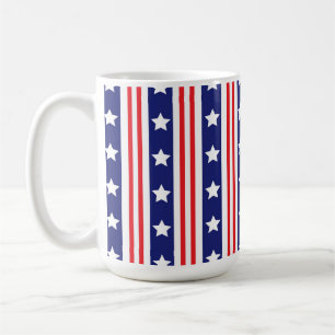 CANECA DE CAFÉ PATRIÓTICO VERMELHO BRANCO VERMELHO ESTRELAS E STR
