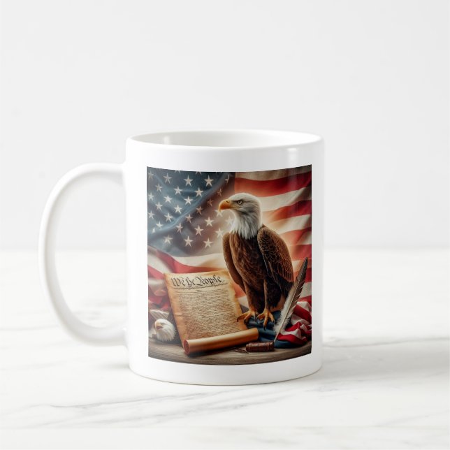 Caneca De Café Patriotismo Americano da Águia Bald (Esquerda)