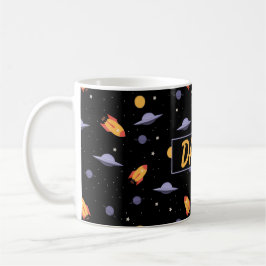 Caneca De Café Pattern space  orange black name