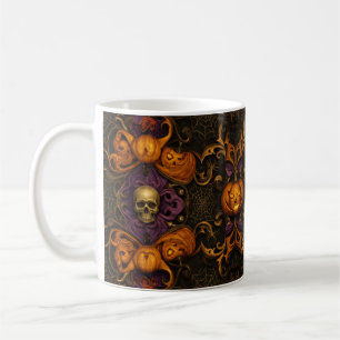 Caneca De Café Patterno de Halloween mestiço, mas encantador
