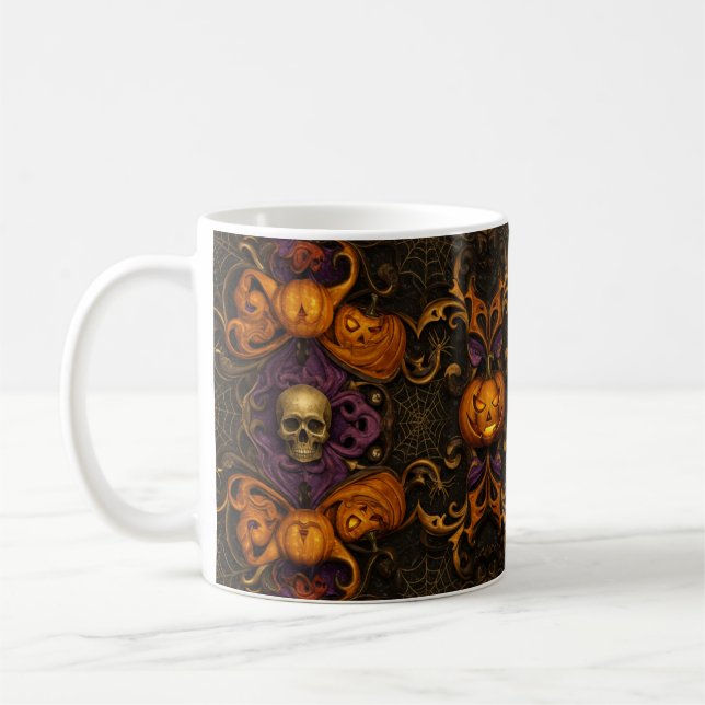 Caneca De Café Patterno de Halloween mestiço, mas encantador (Esquerda)