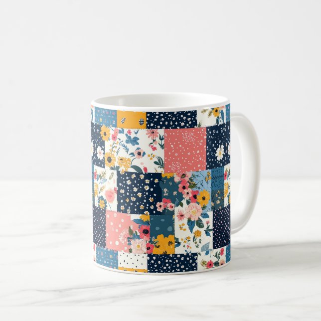Caneca De Café Patterno Floral Vintage (4) (Frente Esquerda)