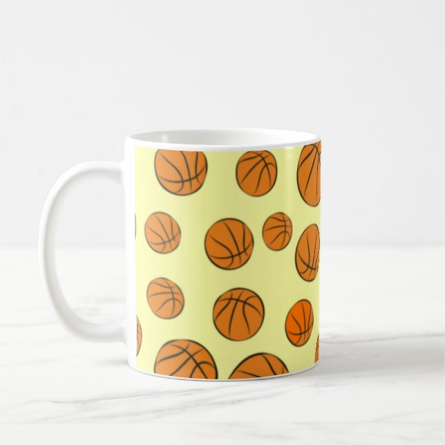 Caneca De Café Patterno sem costura de basquete (Esquerda)