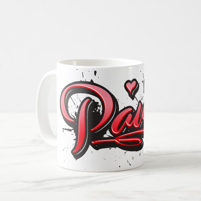 Caneca De Café Paula red Heart Graffiti Tasse Kaffeetasse (Frente Esquerda)