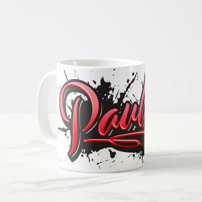 Caneca De Café Pauline red Heart Graffiti Tasse Kaffeetasse (Frente Esquerda)