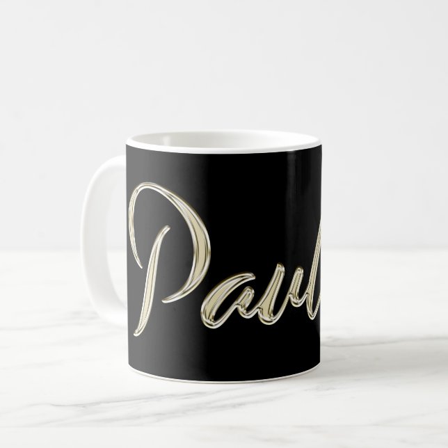 Caneca De Café Pauline white gold Handwriting Tasse Kaffeetasse (Frente Esquerda)