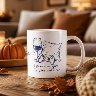 Caneca De Café Pauso Meu Jogo para Vinho e um Cochilo Nome Person