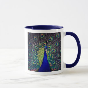 Caneca de Café Pavão Azul Cobalto