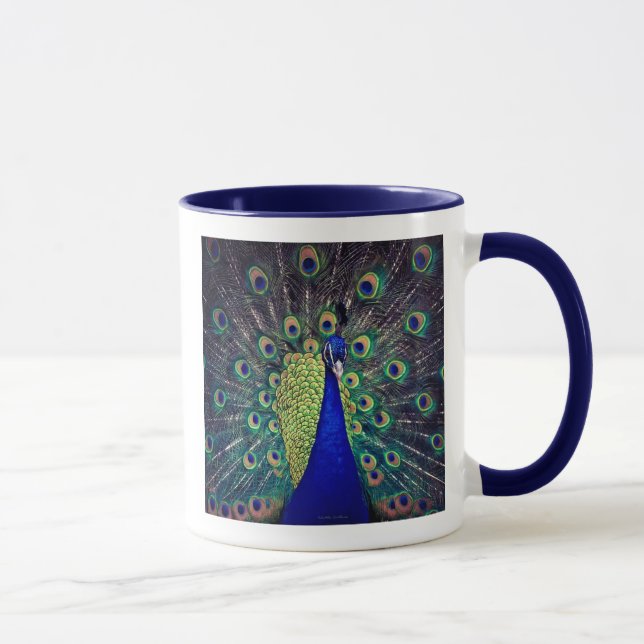 Caneca de Café Pavão Azul Cobalto (Direita)