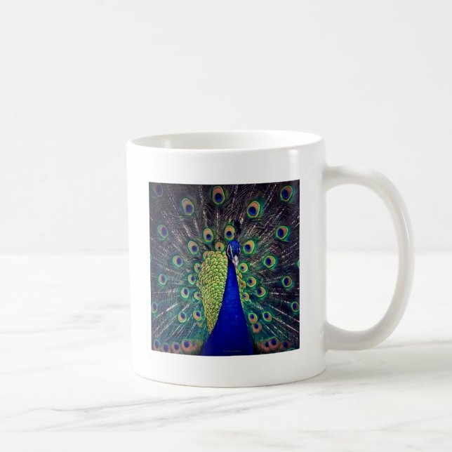 Caneca De Café Pavão Azul Cobalto (Direita)