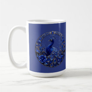 Caneca De Café Pavão Azul Real Glamour de Cristal