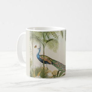 Caneca De Café Pavão com borboletas