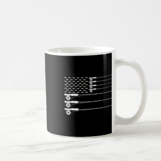 Caneca De Café Pavilhão Americano Pescar Rod Truta Patriota Homen