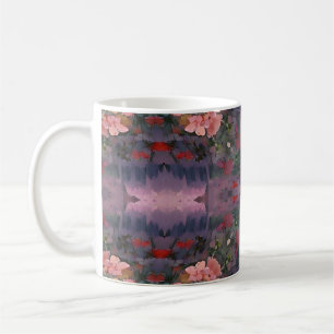 Caneca De Café Pavilhão de colunas de flores rosa e rose 