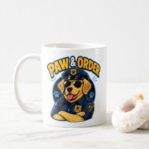 Caneca De Café Paw & Order Cão Polícia PNG, Cão K9 Divertido Subl