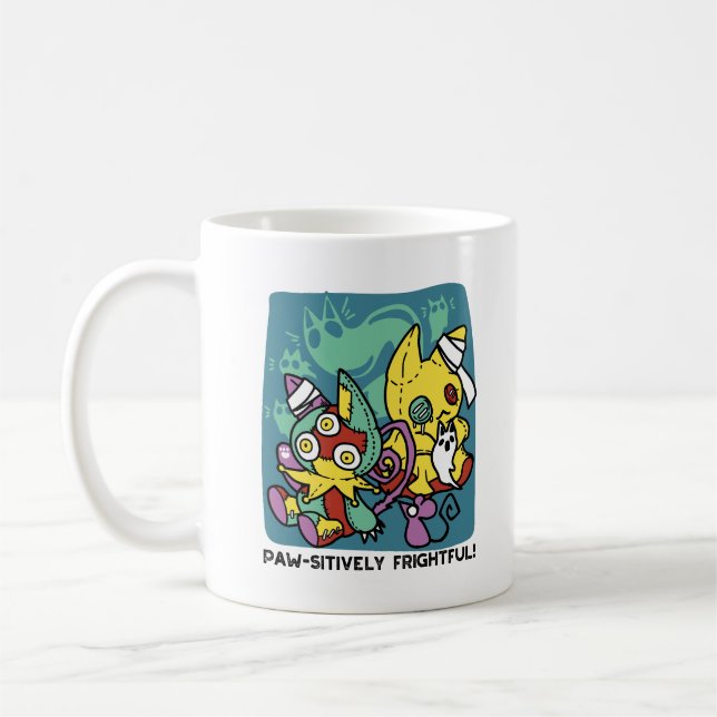 Caneca De Café Paw-sitively Frightful | Monstrous Cats Halloween  (Esquerda)