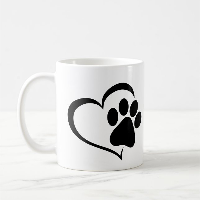 Caneca De Café PawPrint com Design de Coração (Esquerda)